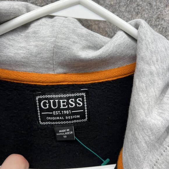 Guess Sweater Women 18 Black White Full Zip Hoodie Full Zip Jacket Spell out VTG - Picture 8 of 12